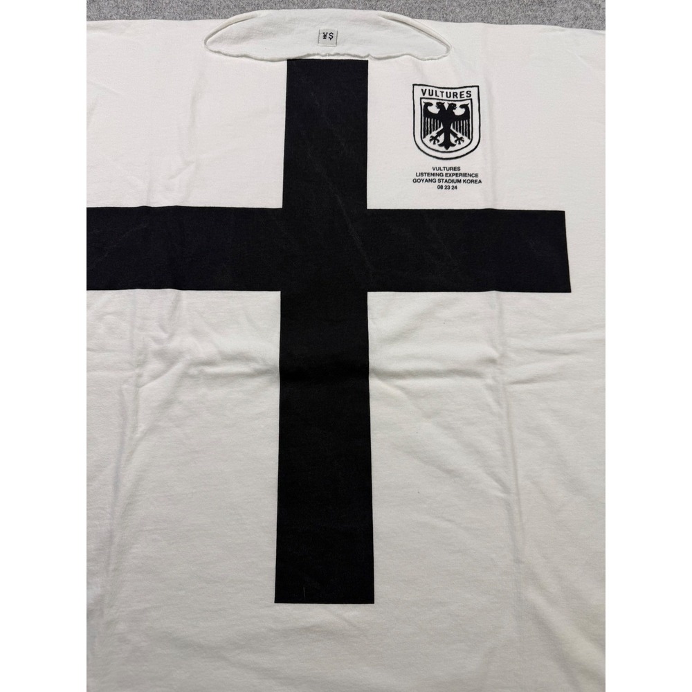 Yeezy Vultures Korea Listening Experience T-Shirt White Cross YE 24 TS 01 Size 2